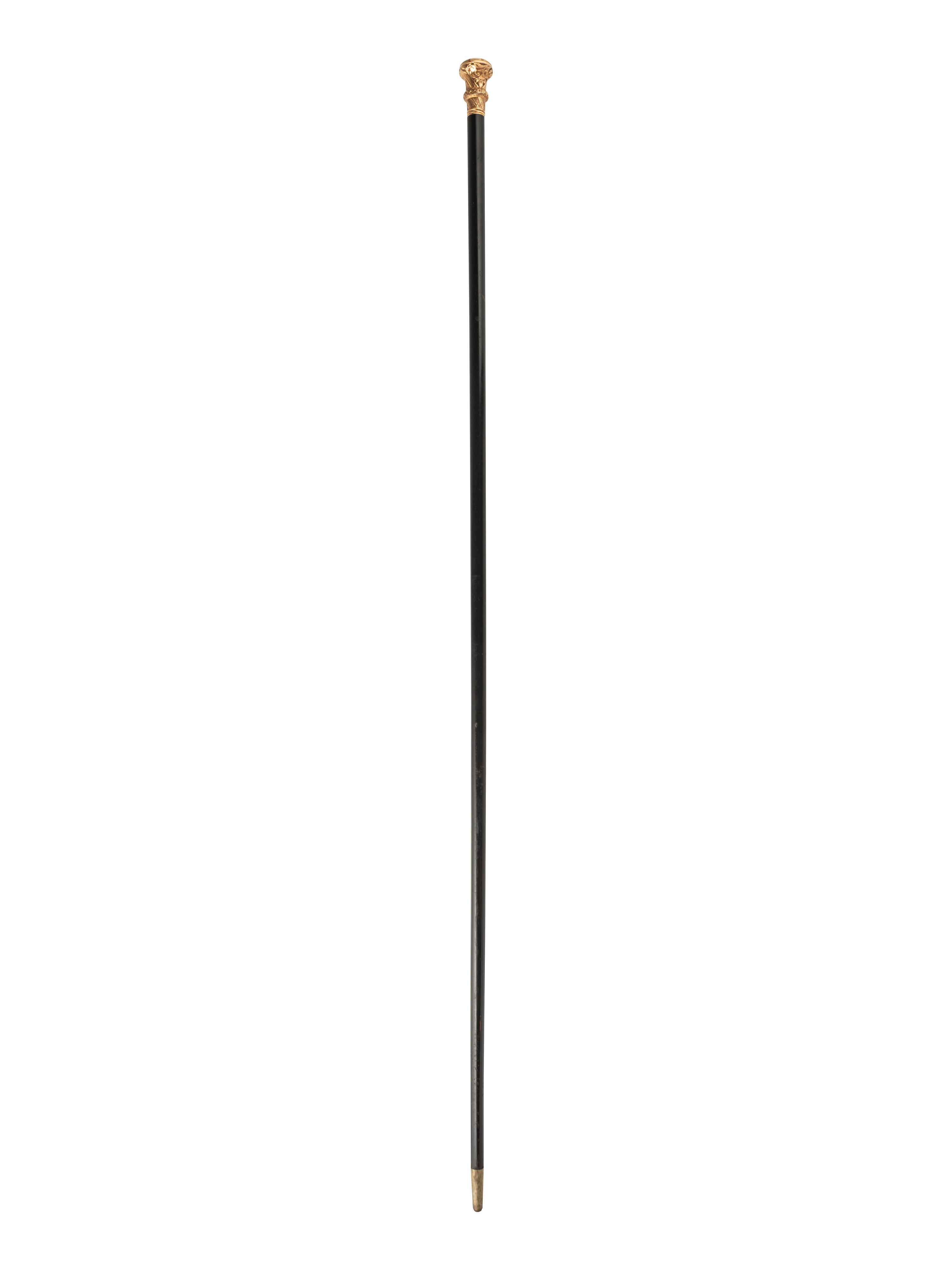[TRANSPORTATION - RAILROAD]. Rhode Island Locomotive Works presentation walking stick with 18K gold knob.