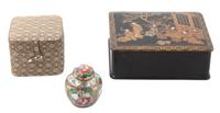 A Chinese Gilt Painted Box Height 6 x width 7 1/2 x depth 2 1/2 inches.