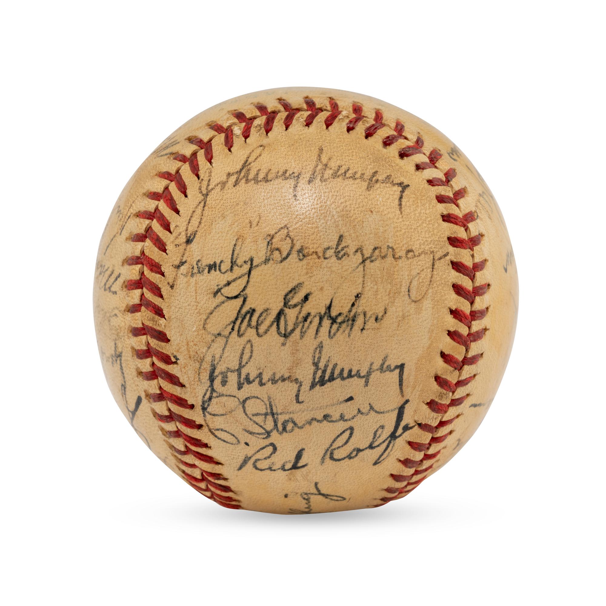 A 1941 World Series Champions New York Yankees Team Signed Autograph Baseball Featuring Joe DiMaggio (Beckett Authentication Services Letter of Authenticity)