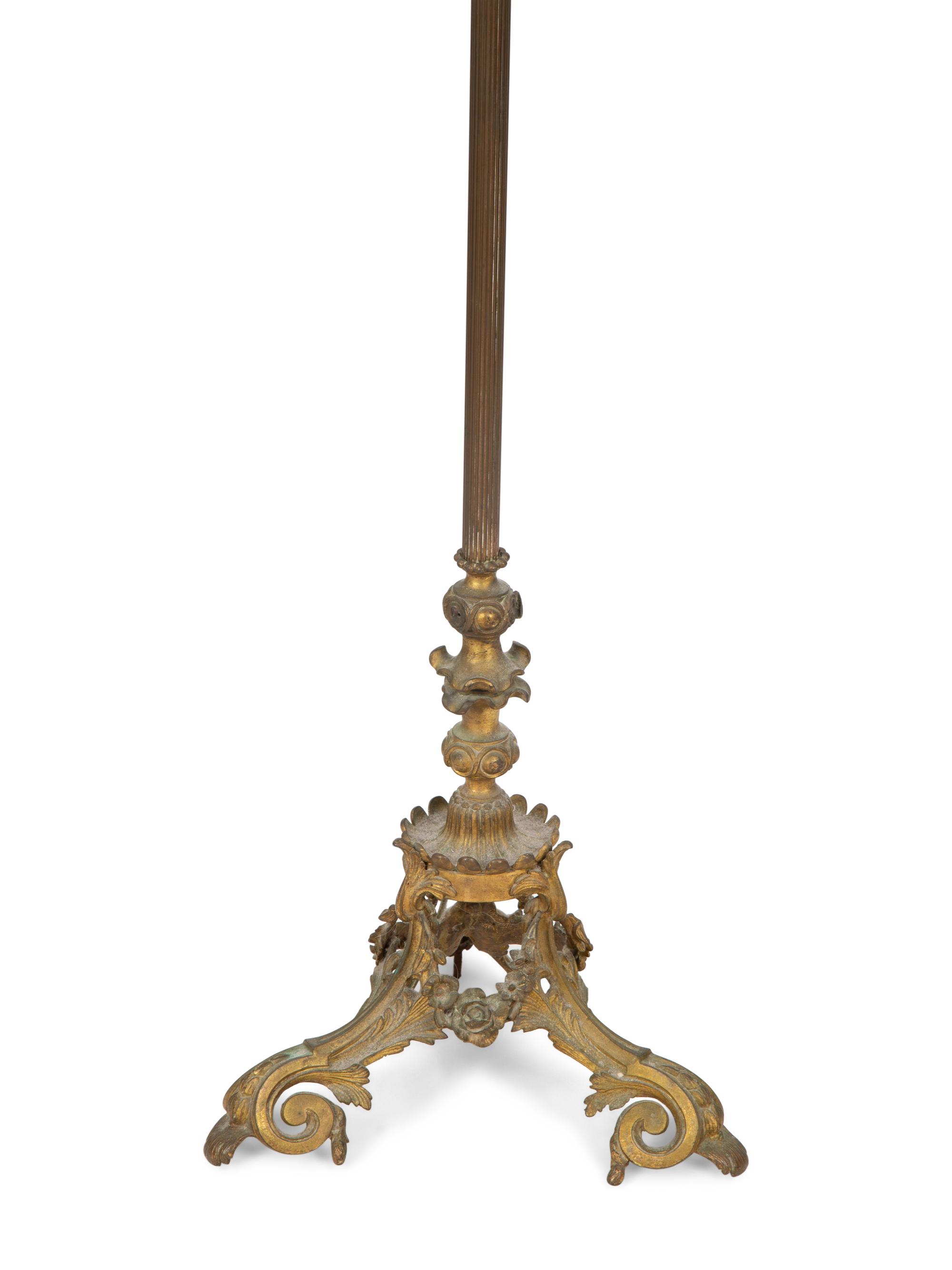 A Louis XV Style Gilt Bronze Floor Lamp