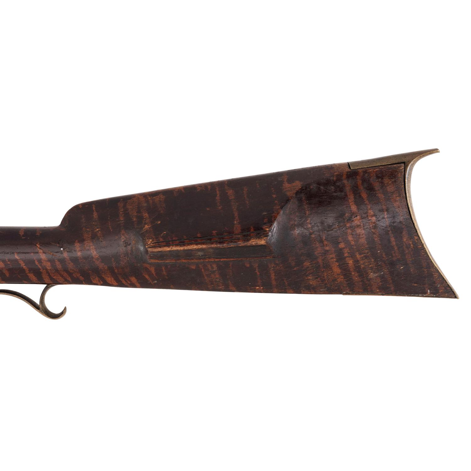 Percussion Plains Rifle with Brass Lock Marked Golcher & Butler Attributed to Tryon