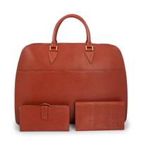 Louis Vuitton Brown Epi Leather Sorbonne Bag and Two Wallets