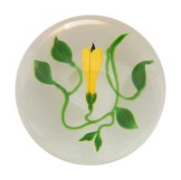 A Victor Trabucco Yellow Blossom Glass Paperweight