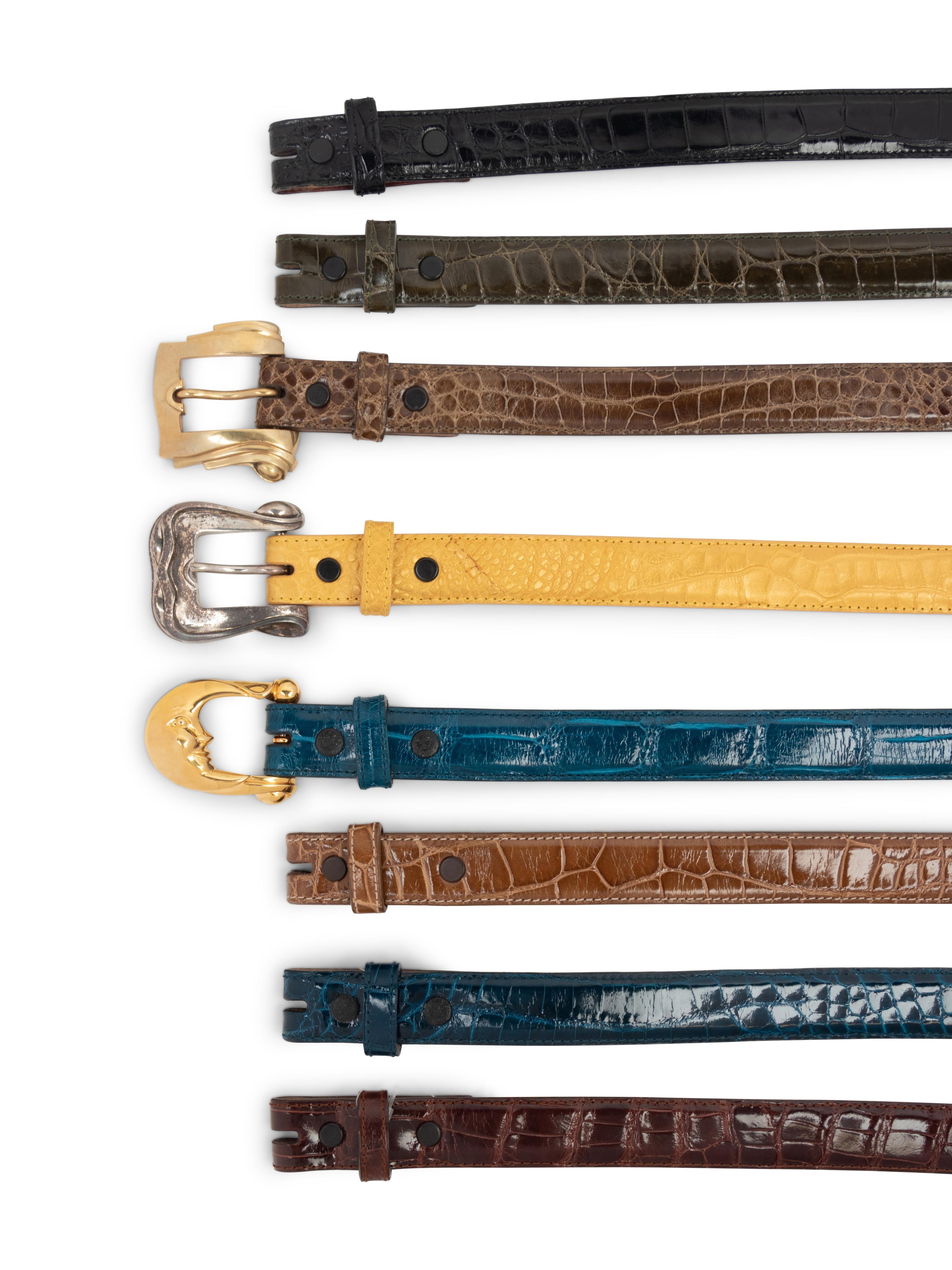 Collection of Kieselstein Cord Items: Eight Belts and Three Buckles