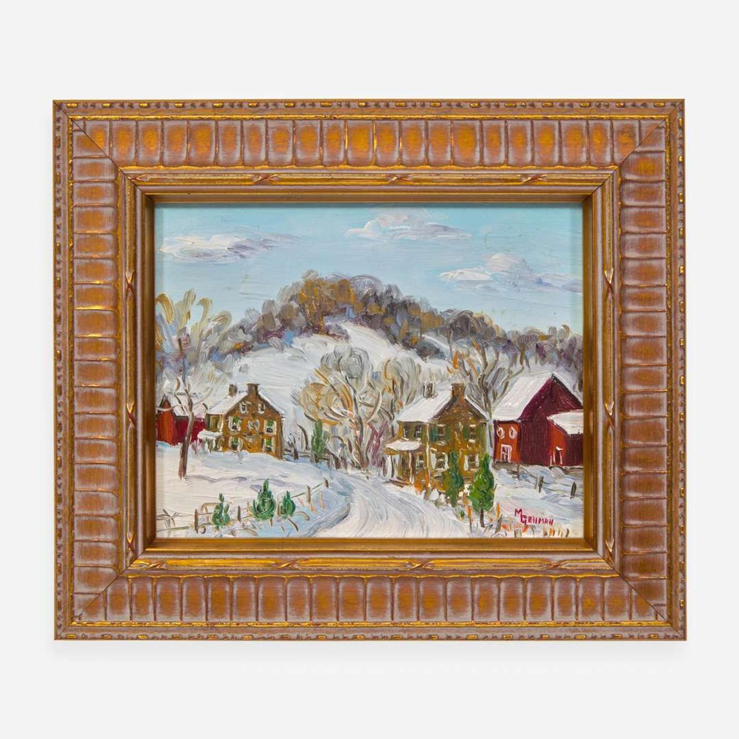 Mildred S. Gehman (American, 1908-2006) Winter Stream; together with Winter Village