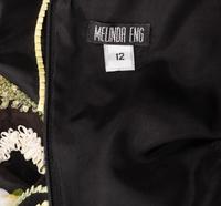 Melinda Eng Taffeta Mermaid Dress with Floral Embellishments