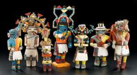Seven carved and painted cottonwood Hopi Kachina dolls mid 20th century