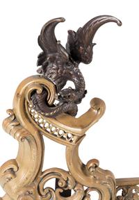 A Rococo Style Gilt Bronze Fire Guard with Dragons