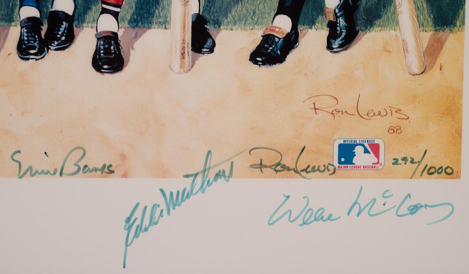 A 500 Home Run Club Signed Autograph Ron Lewis Limited Edition Print (Beckett Authentication Services Letter BAS Certified)