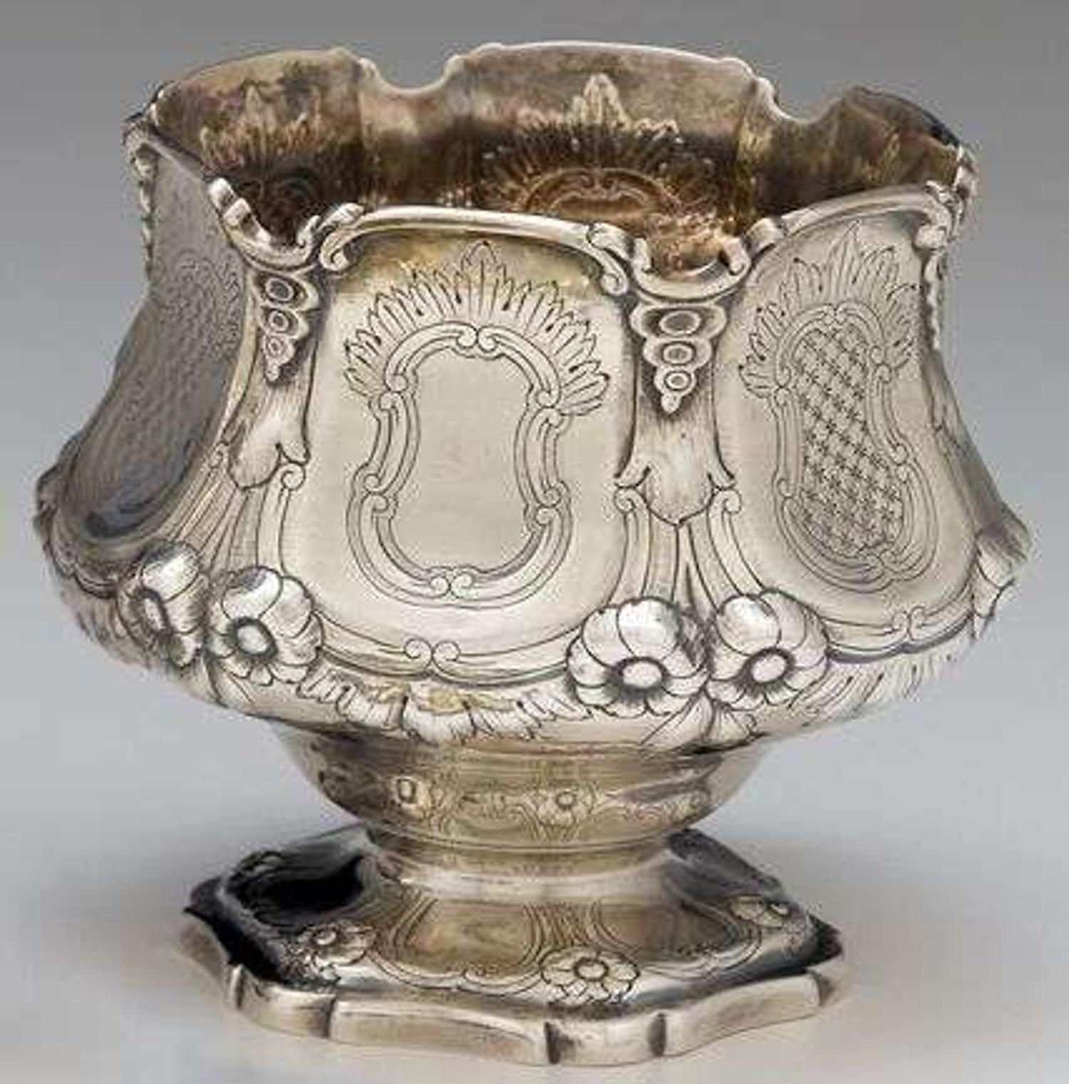 Silver open sugar bowl allcock, allen & co. (c.1840-1855), new york, ny