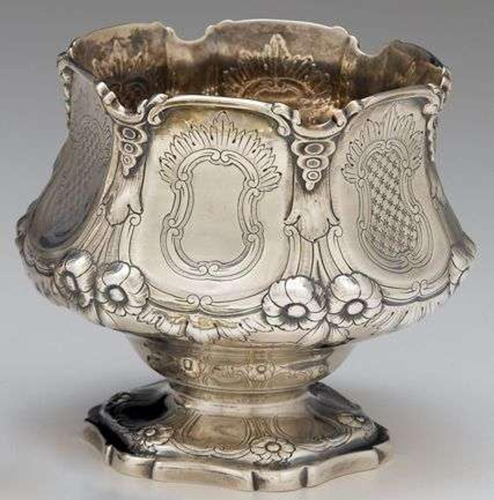 Silver open sugar bowl allcock, allen & co. (c.1840-1855), new york, ny