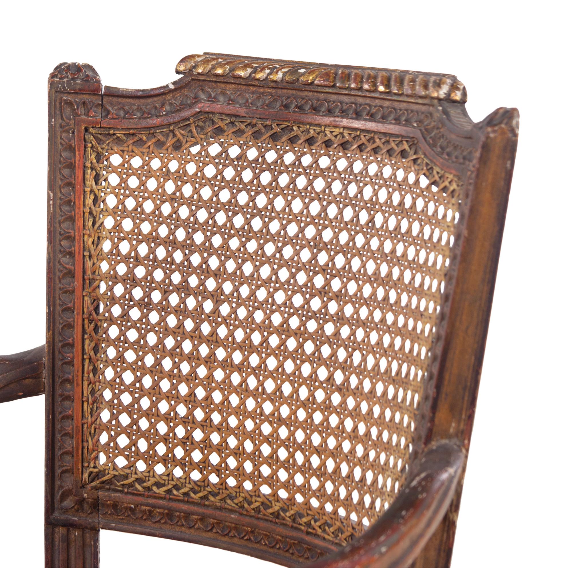 A Louis XVI Style Giltwood Child's Armchair