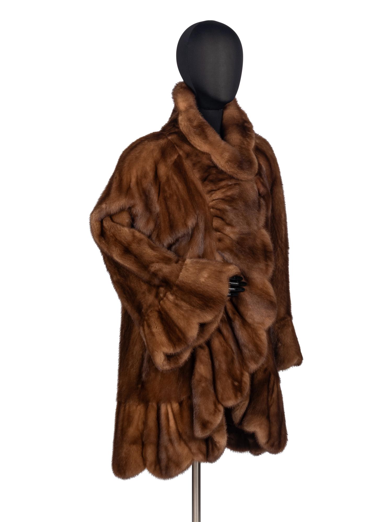 Bergdorf Goodman Scalloped Mink Coat