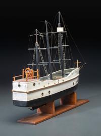 A Carved and Painted Wood Three-Masted Ship Model