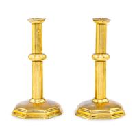 A Rare Pare of English Brass Candlesticks