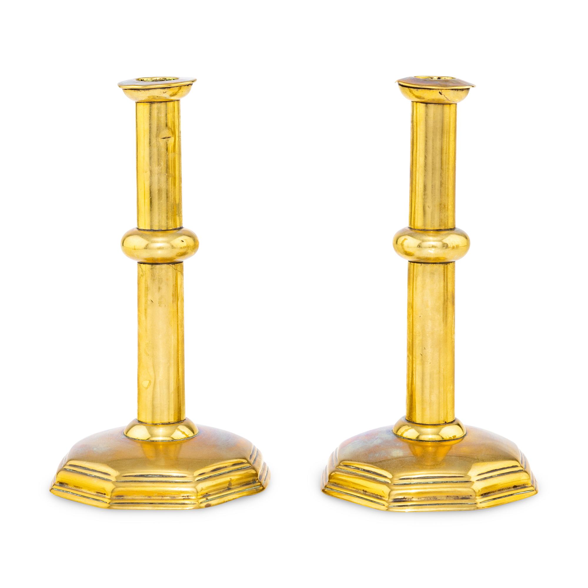 A Rare Pare of English Brass Candlesticks