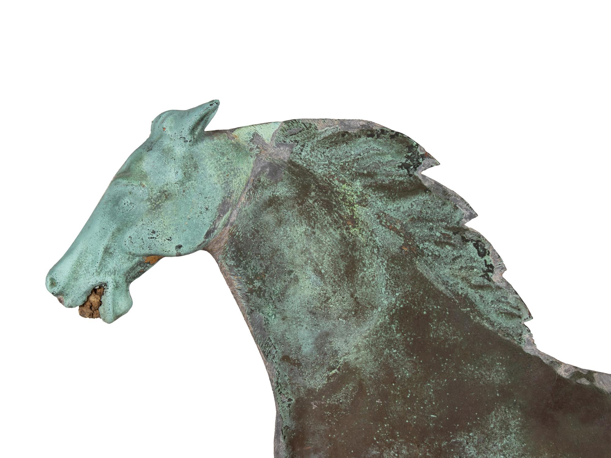 A Patinated Copper Running Horse Weather Vane