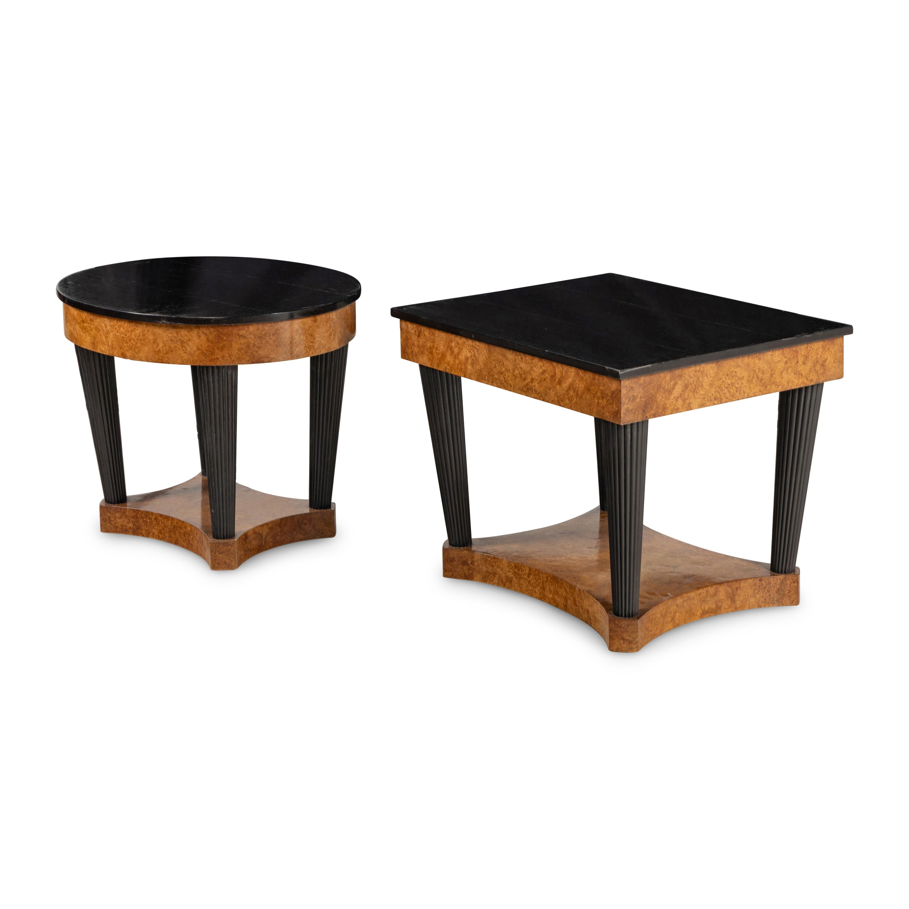 Two German or Austrian Maple and Parcel Ebonized Tables