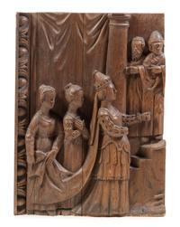 A French or Flemish Gothic Style Oak Panel Height 26 x width 20 inches.