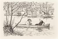 Pair of Original Black and White Ink illustrations for The Wind in the Willows