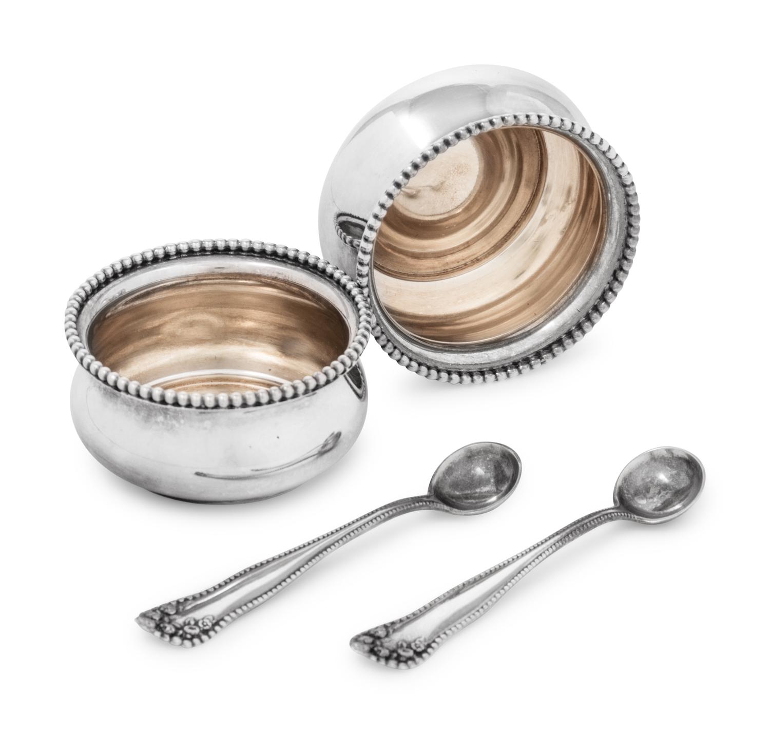 A Cased Silver Salt Set