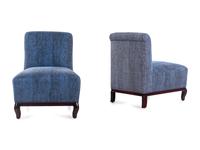 A Pair of Custom Upholstered Slipper Chairs Designed by Ruthie Alan of Alan Design Studio