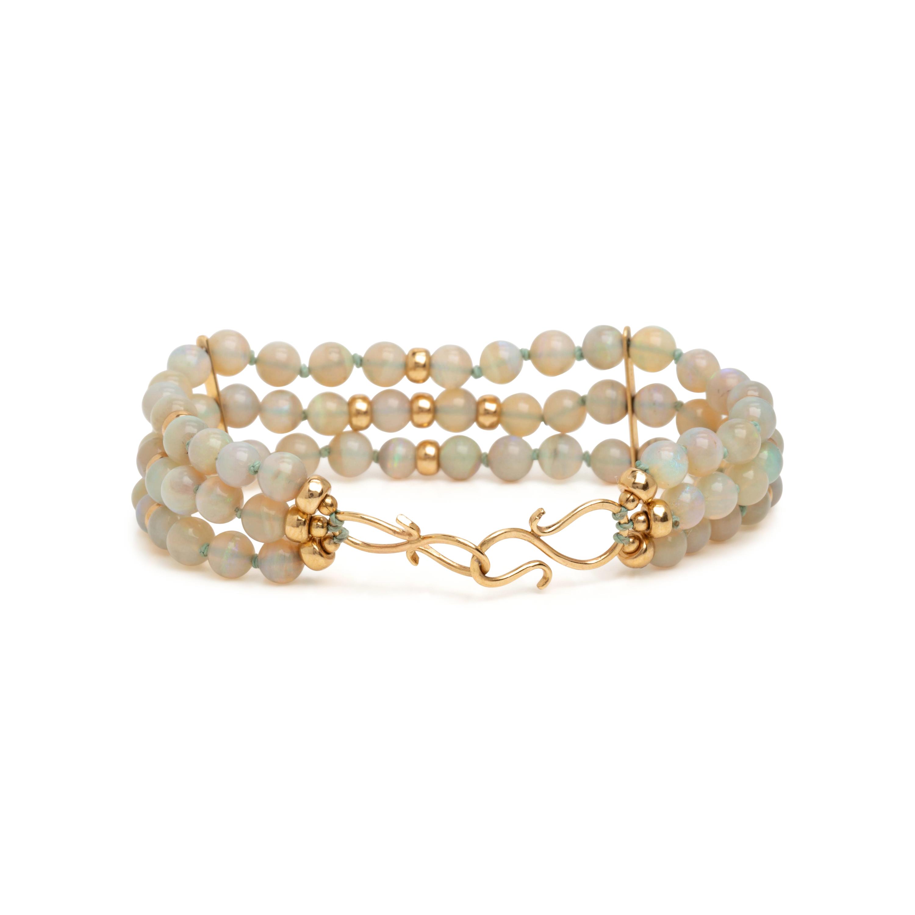 Opal and Yellow Gold Brooch and Bracelet