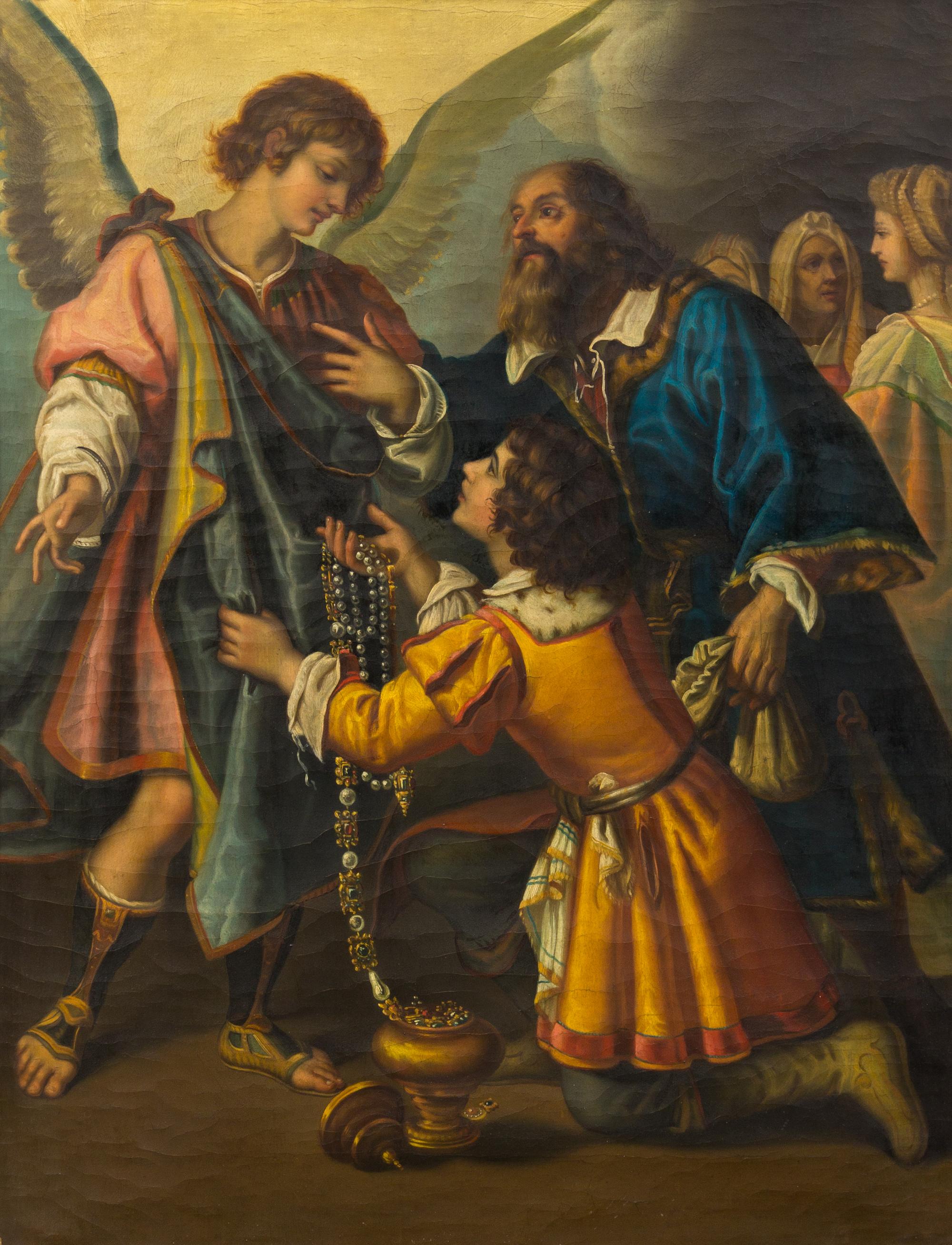 After Giovanni Bilivert, (Italian, Mid-19th Century), Archangel Raphael Refusing Tobias's Gifts