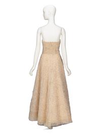 Oscar de la Renta, Embellished Champagne Tulle Evening Gown