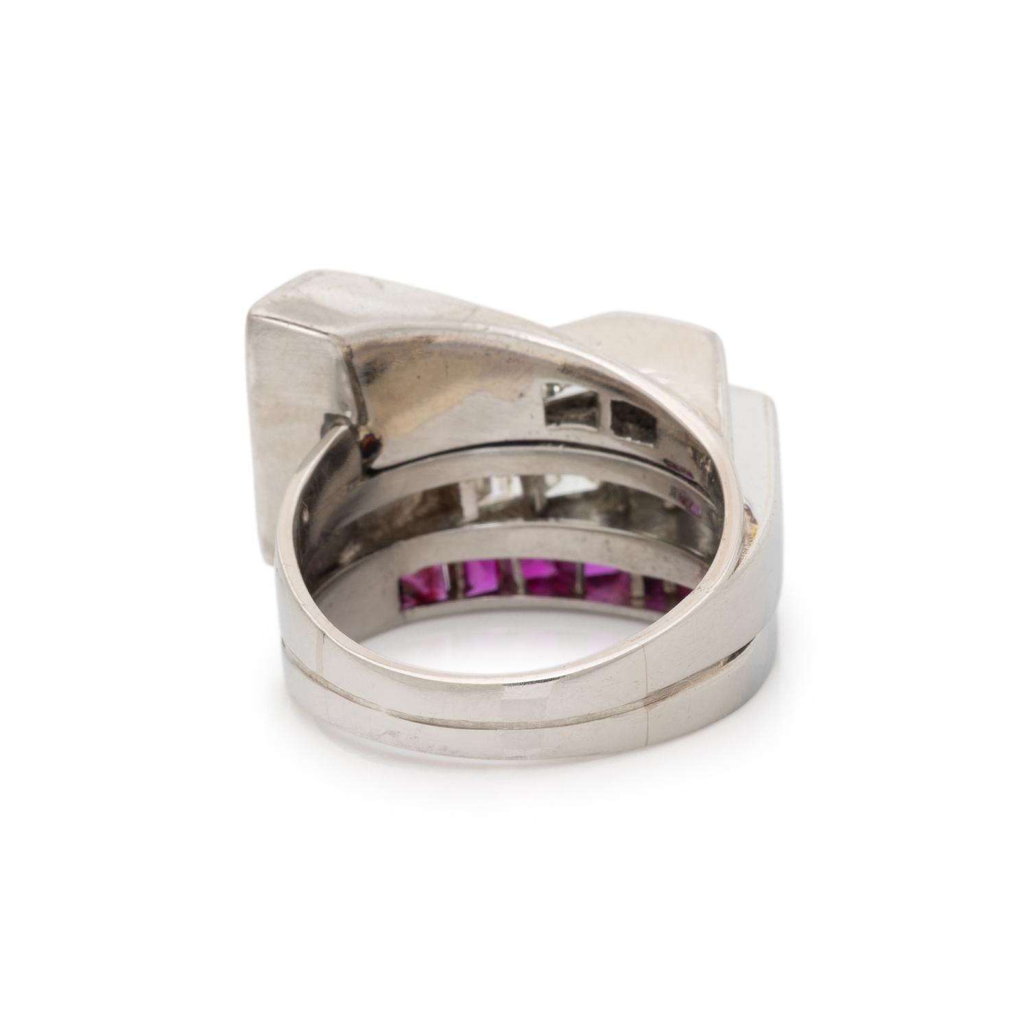 ART DECO, RUBY, DIAMOND, AND PLATINUM RING