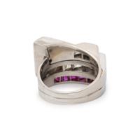 ART DECO, RUBY, DIAMOND, AND PLATINUM RING