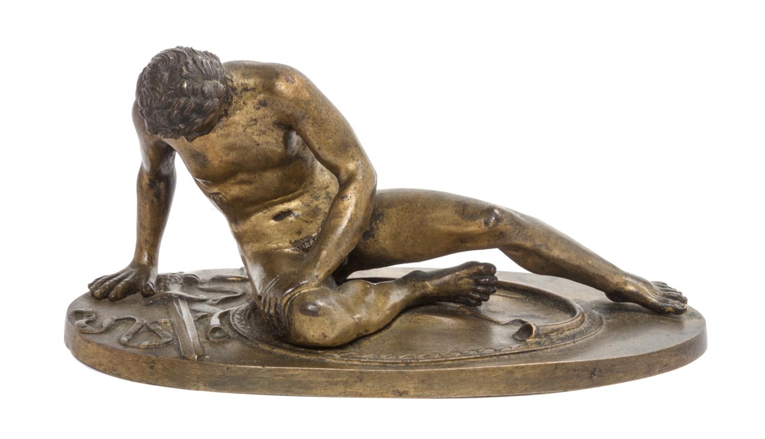 A Continental Bronze Figure Width 6 1/2 inches.