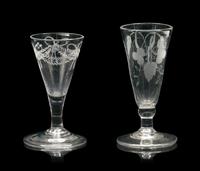 Two English Engraved Diminutive Ale Glasses