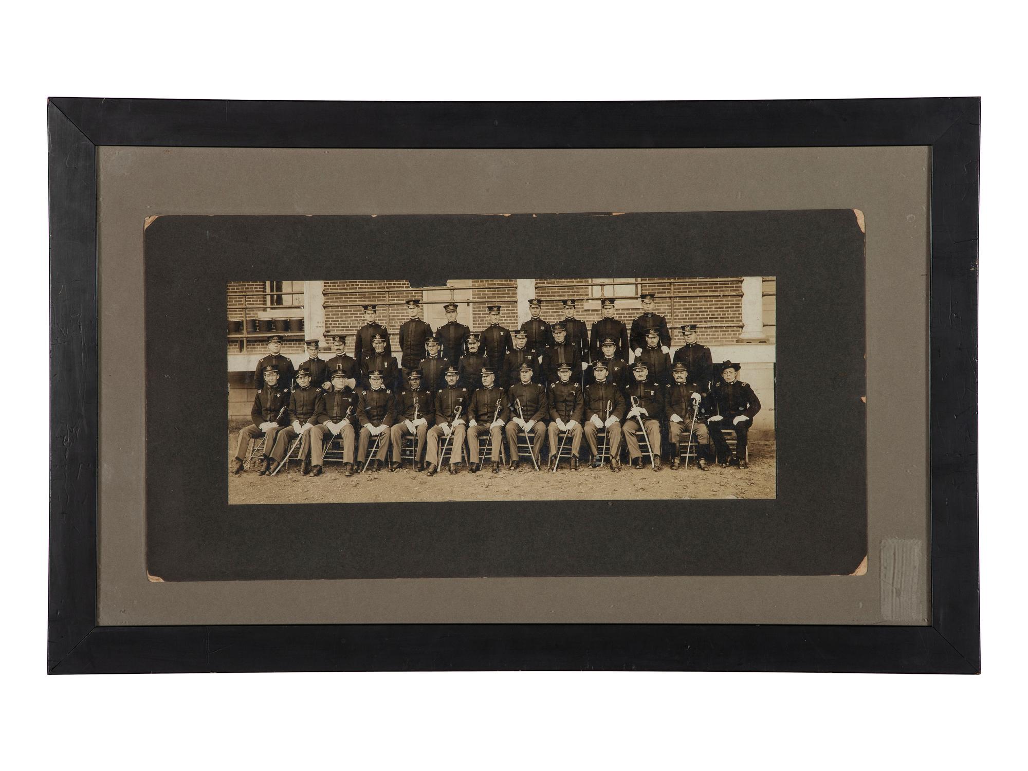 [BUFFALO SOLDIERS]. A group of 2 photographs of members of the 9th Cavalry, incl. Charles Young and George Prioleau. Fort D.A. Russell, Cheyenne, Wyoming, ca 1910s.