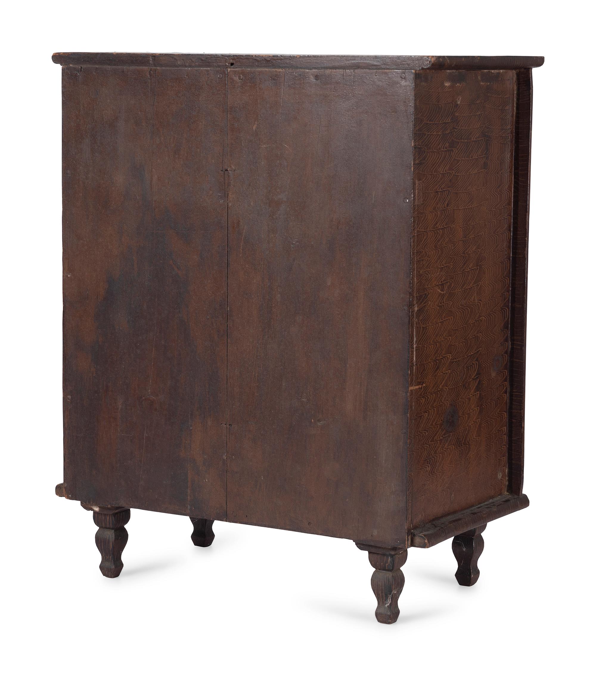 A Federal Five-Drawer Miniature Grain-Painted Chest of Drawers