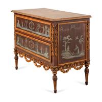 A Pair of Italian Style Painted and Parcel-Gilt Commodes