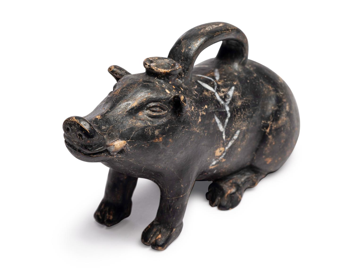 An Apulian Black-Glazed Askos in the Form of a Boar