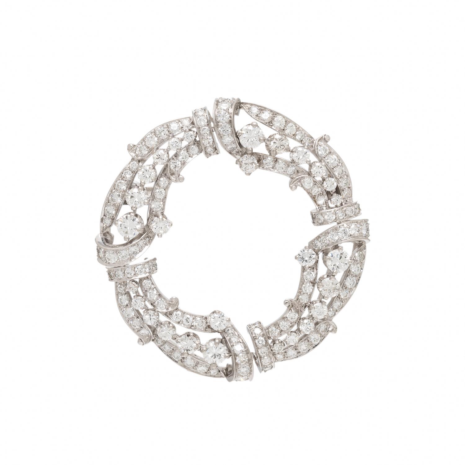 Diamond and Platinum Circle Brooch