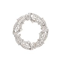 Diamond and Platinum Circle Brooch