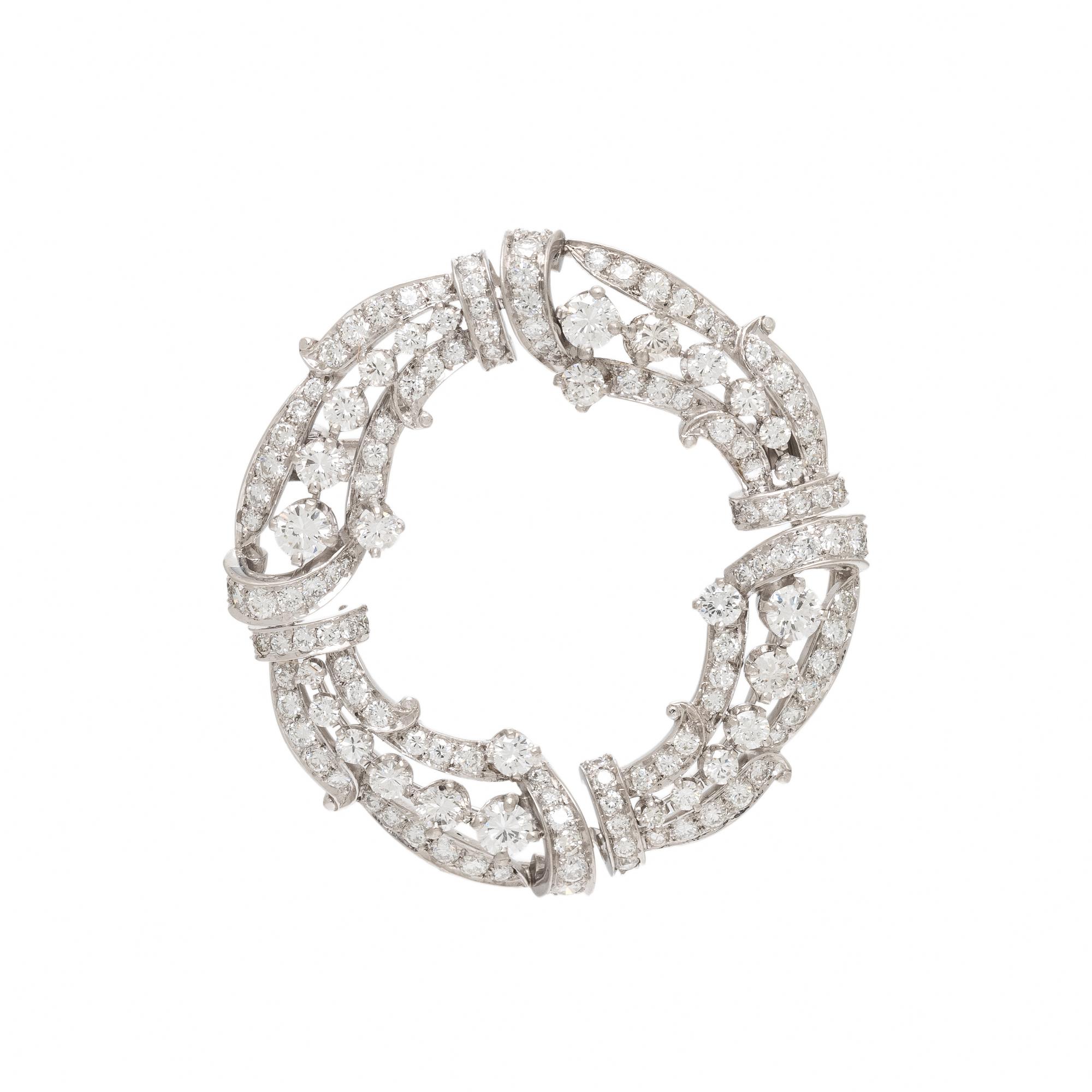 Diamond and Platinum Circle Brooch