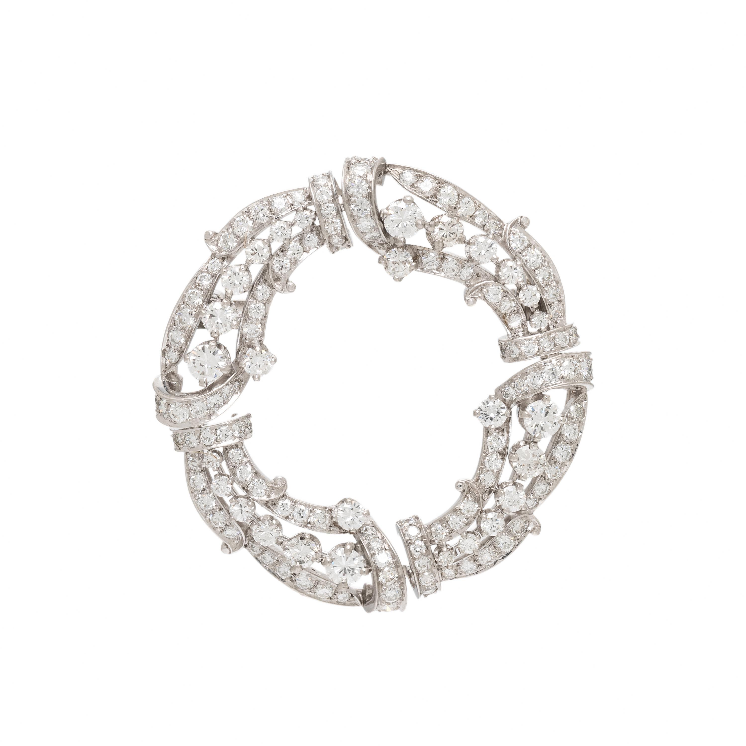 Diamond and Platinum Circle Brooch