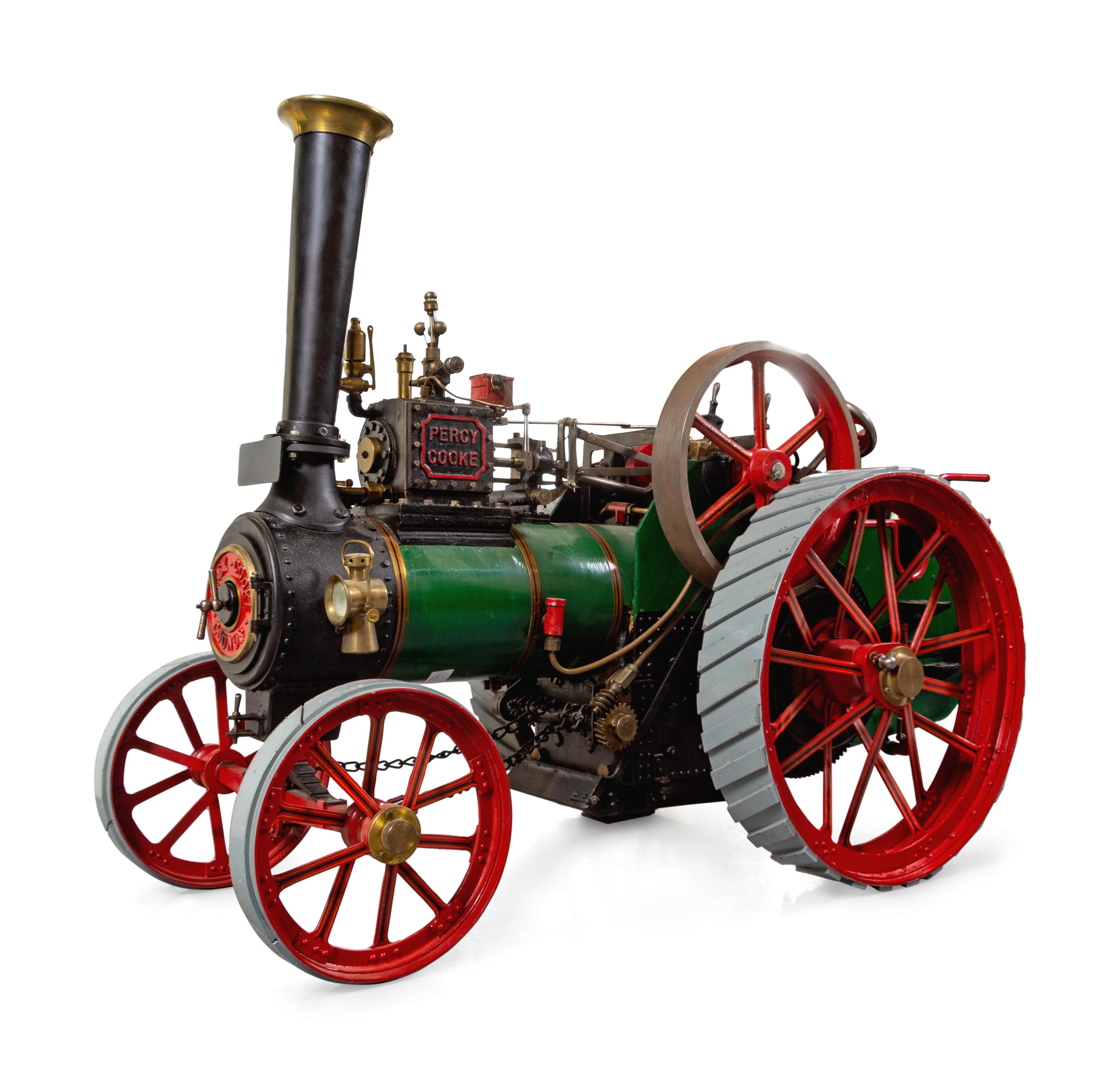 A Painted Metal Percy, Cooke & Codnor Live-Steam Tractor Scale Model