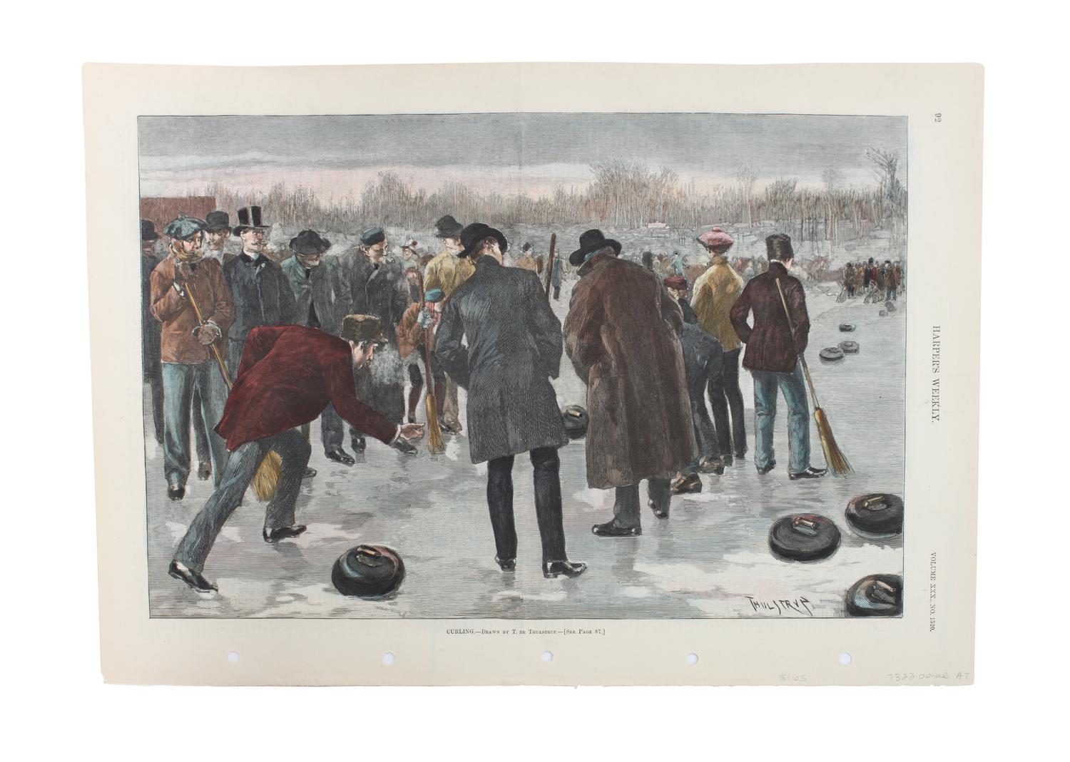 Five Hand Colored Winter Sports Prints Height 15 x width 10 inches (largest) — 19TH/20TH CENTURY