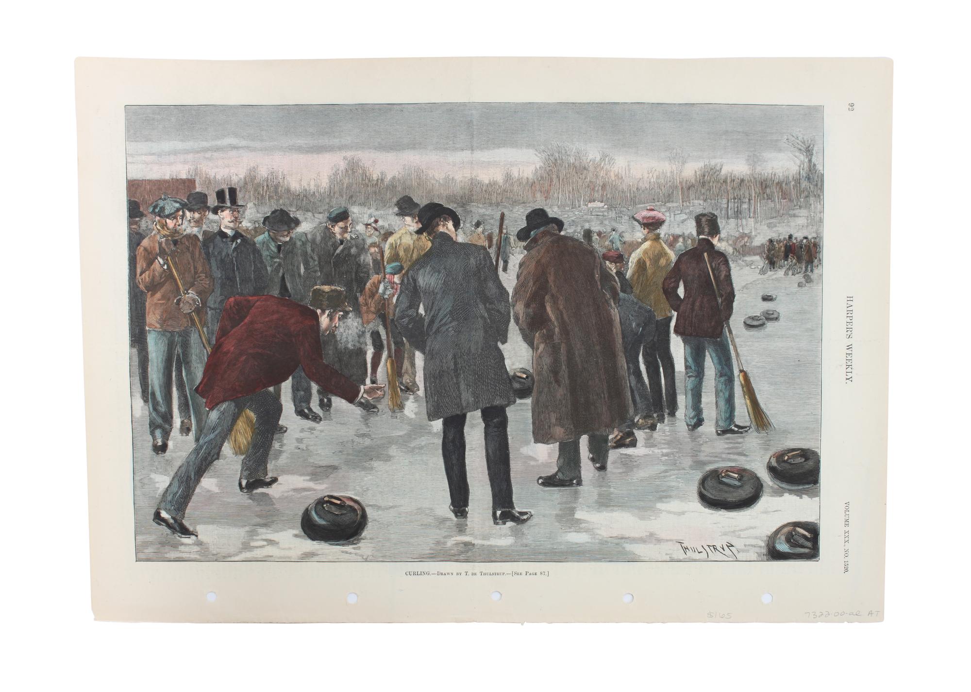 Five Hand Colored Winter Sports Prints Height 15 x width 10 inches (largest) — 19TH/20TH CENTURY