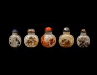 Five Chinese Silhouette Agate Snuff Bottles