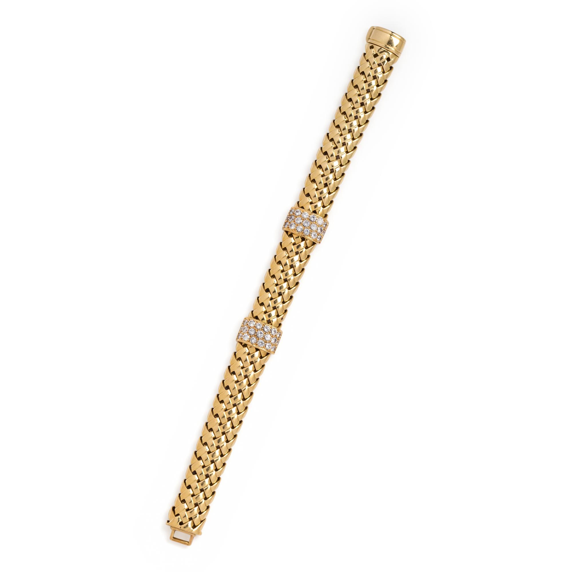 TIFFANY & CO., YELLOW GOLD AND DIAMOND 'VANNERIE' BRACELET