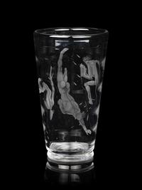 A Vicke Lindstrand for Orrefors Pearl Divers Etched Glass Vase