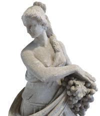 A Set of Four Carved Stone Statues Allegorical of the Seasons 14.5" W x 11" D x 35" H, 14.5" x 11" x 36", 13" x 11" x 35.25", 14" x 11. — Italian, Circa 1870