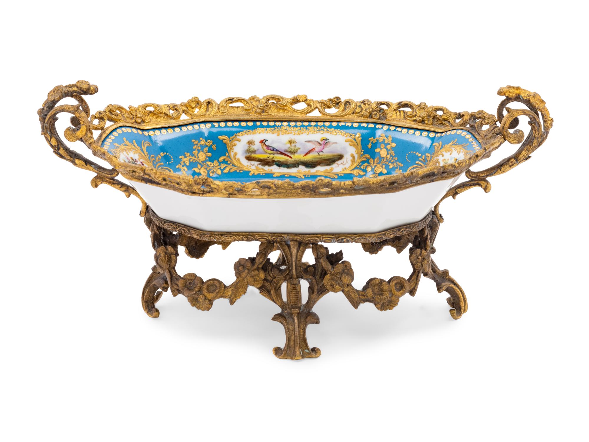 A Sèvres Style Gilt Metal Mounted Porcelain Bowl