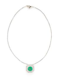 EMERALD AND DIAMOND PENDANT NECKLACE